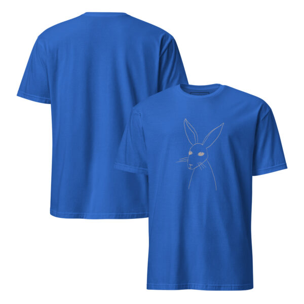 Minimalist Line Drawn Rabbit  - Semi Fitted Unisex T-Shirt Grey Print - Image 9