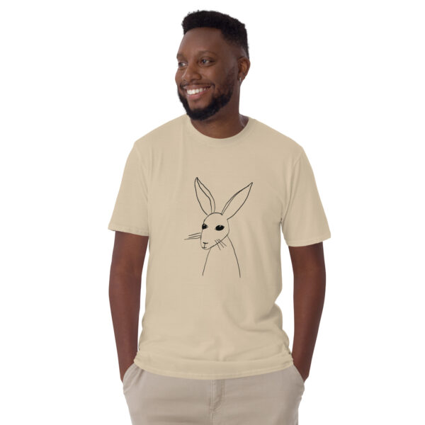 Minimalist Line Drawn Rabbit  - Semi Fitted Unisex T-Shirt Black Design - Image 9
