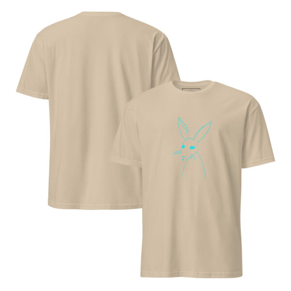 Minimalist Line Drawn Rabbit  - Semi Fitted Unisex T-Shirt Turquoise Print - Image 13