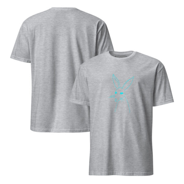 Minimalist Line Drawn Rabbit  - Semi Fitted Unisex T-Shirt Turquoise Print - Image 16