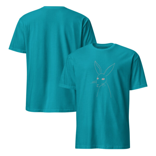 Minimalist Line Drawn Rabbit  - Semi Fitted Unisex T-Shirt Grey Print - Image 3