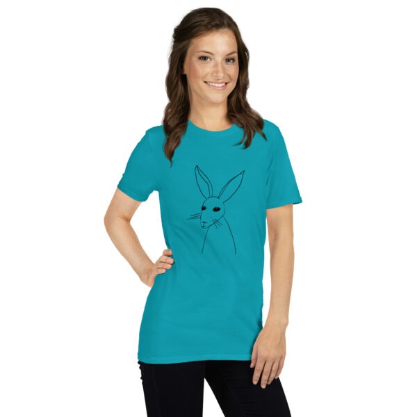 Minimalist Line Drawn Rabbit  - Semi Fitted Unisex T-Shirt Black Design - Image 10
