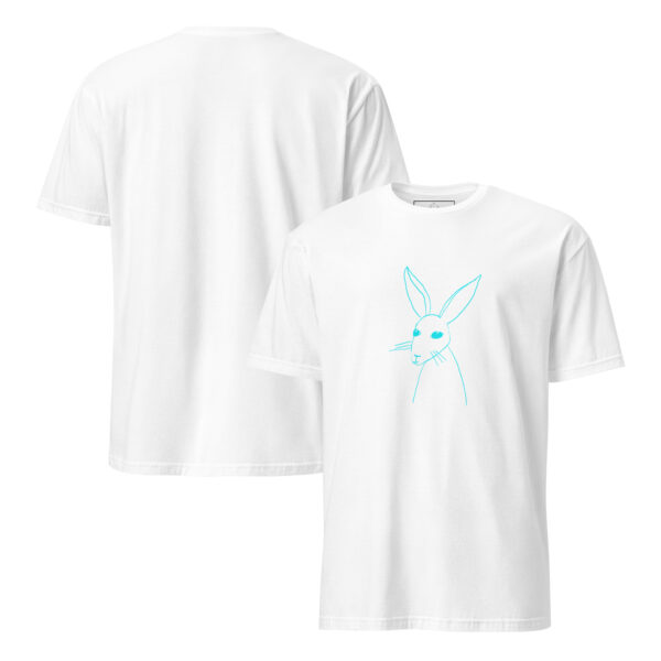 Minimalist Line Drawn Rabbit  - Semi Fitted Unisex T-Shirt Turquoise Print - Image 18