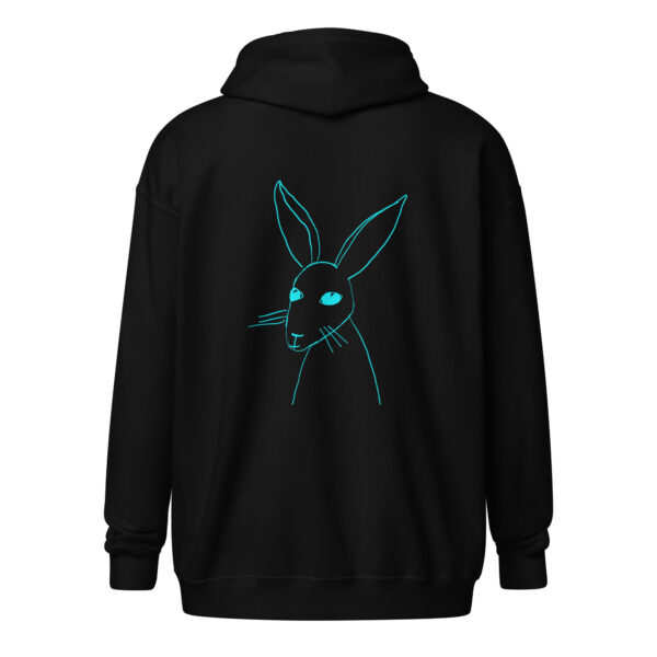 Minimalist Line Art Rabbit Turquoise Print - Unisex Zip Up Hoodie