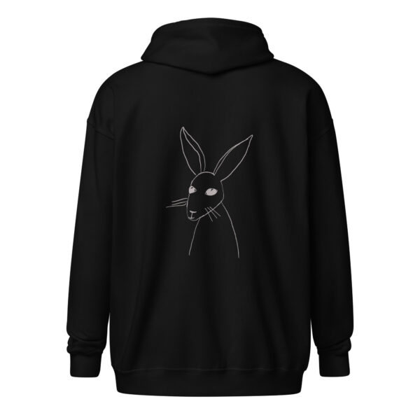 Minimalist Line Art Rabbit Light Grey Print - Unisex heavy blend zip hoodie