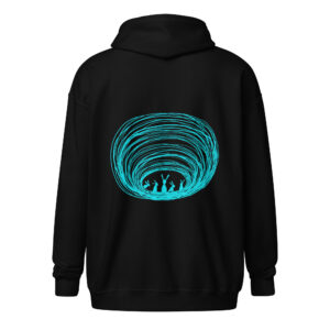 Burrow Buddies Unisex Zip-Up Hoodie – Snuggle Into Style Turquoise Print