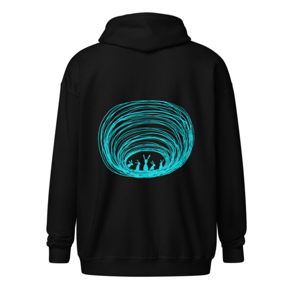 Burrow Buddies Unisex Zip-Up Hoodie – Snuggle Into Style Turquoise Print