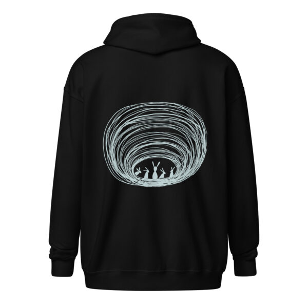 Burrow Buddies Unisex Zip-Up Hoodie – Snuggle Into Style Grey Print - Image 5