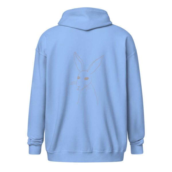 Minimalist Line Art Rabbit Light Grey Print - Unisex heavy blend zip hoodie - Image 3