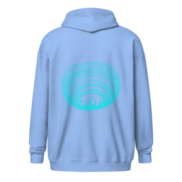 Burrow Buddies Unisex Zip-Up Hoodie – Snuggle Into Style Turquoise Print - Image 4