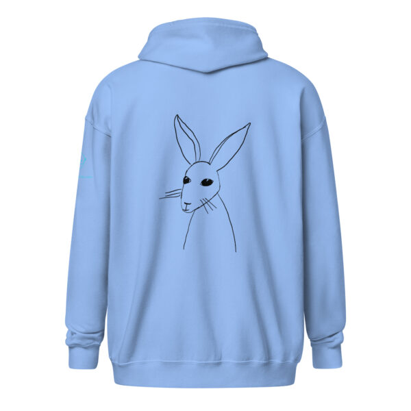 Minimalist Line Drawn Rabbit - Unisex Zip Up Hoodie Black Design - Image 10
