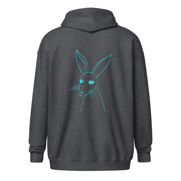 Minimalist Line Art Rabbit Turquoise Print - Unisex Zip Up Hoodie - Image 5
