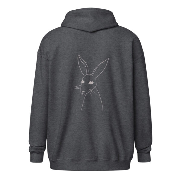 Minimalist Line Art Rabbit Light Grey Print - Unisex heavy blend zip hoodie - Image 5