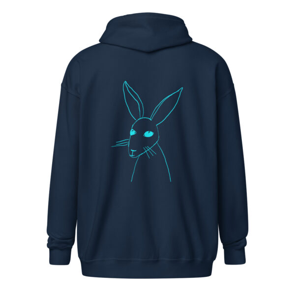 Minimalist Line Art Rabbit Turquoise Print - Unisex Zip Up Hoodie - Image 6