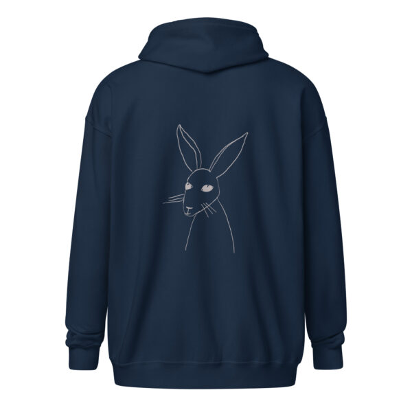 Minimalist Line Art Rabbit Light Grey Print - Unisex heavy blend zip hoodie - Image 6