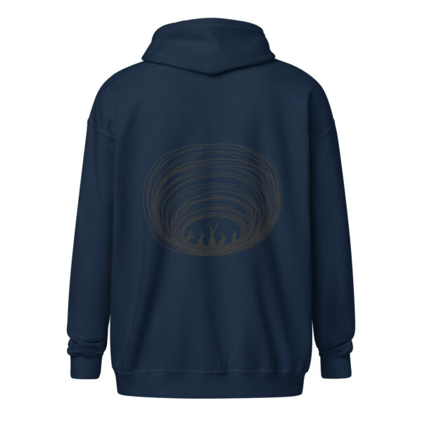 Burrow Buddies Zip-Up Unisex Hoodie Black Print - Image 6