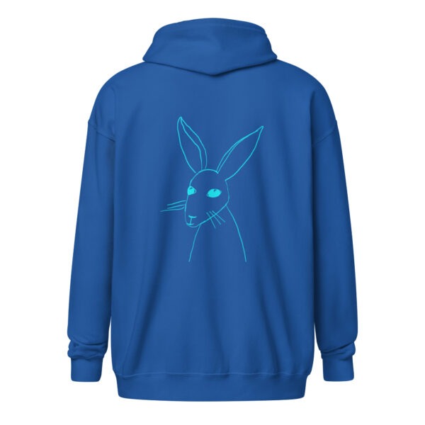 Minimalist Line Art Rabbit Turquoise Print - Unisex Zip Up Hoodie - Image 4