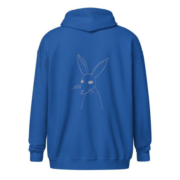 Minimalist Line Art Rabbit Light Grey Print - Unisex heavy blend zip hoodie - Image 4