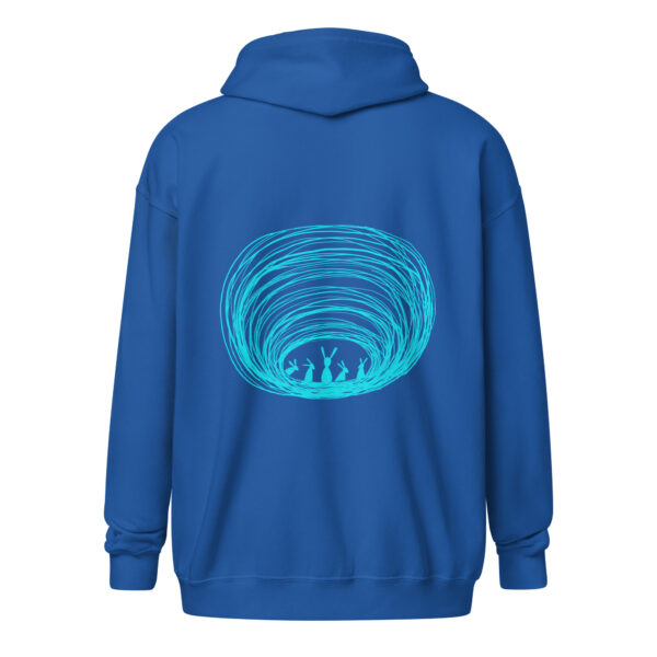 Burrow Buddies Unisex Zip-Up Hoodie – Snuggle Into Style Turquoise Print - Image 5