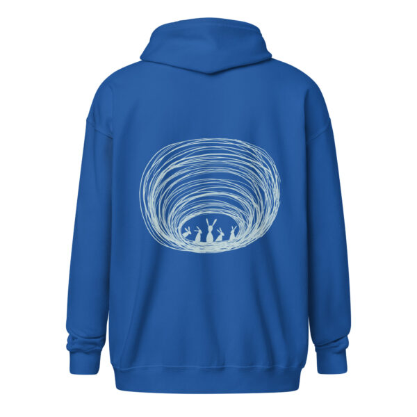 Burrow Buddies Unisex Zip-Up Hoodie – Snuggle Into Style Grey Print - Image 7