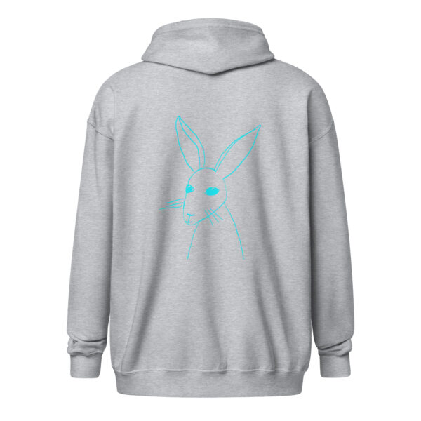 Minimalist Line Art Rabbit Turquoise Print - Unisex Zip Up Hoodie - Image 3