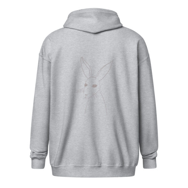 Minimalist Line Art Rabbit Light Grey Print - Unisex heavy blend zip hoodie - Image 11