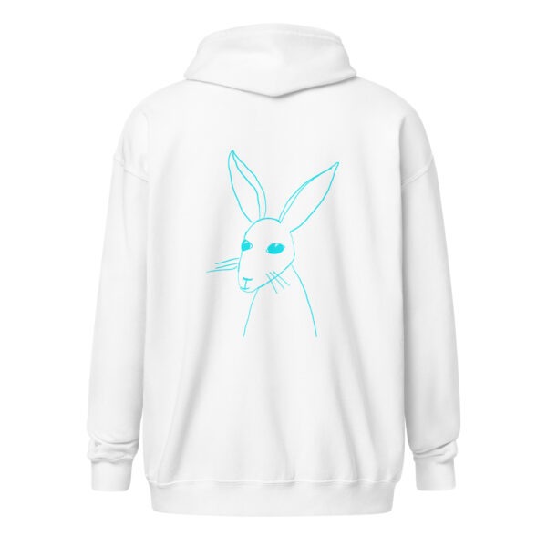 Minimalist Line Art Rabbit Turquoise Print - Unisex Zip Up Hoodie - Image 2