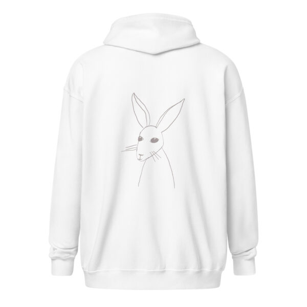 Minimalist Line Art Rabbit Light Grey Print - Unisex heavy blend zip hoodie - Image 12