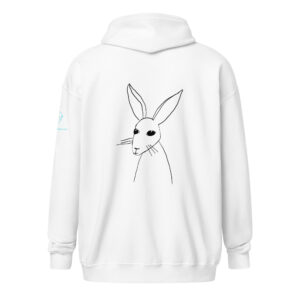 Minimalist Line Drawn Rabbit - Unisex Zip Up Hoodie Black Design