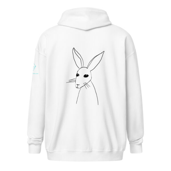 Minimalist Line Drawn Rabbit - Unisex Zip Up Hoodie Black Design