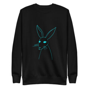 Minimalist Line Art Rabbit Pullover Unisex Sweatshirt Turquoise Design
