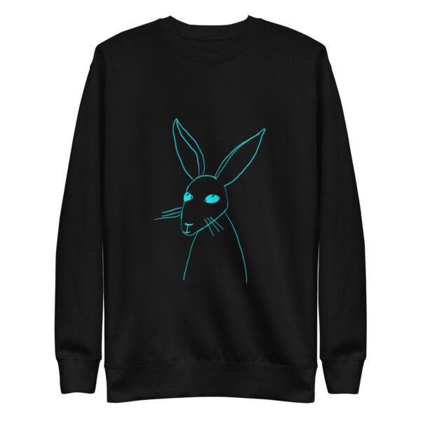Minimalist Line Art Rabbit Pullover Unisex Sweatshirt Turquoise Design
