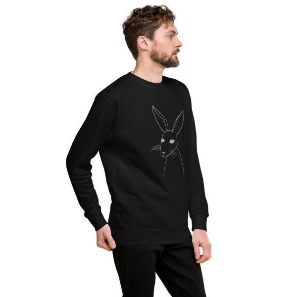 Minimalist Line Art Rabbit Pullover Unisex Sweatshirt Grey Print - Image 2