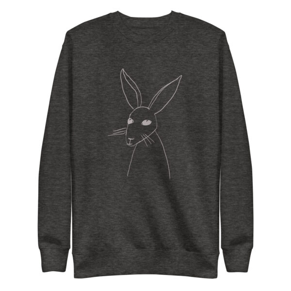 Minimalist Line Art Rabbit Pullover Unisex Sweatshirt Grey Print - Image 5