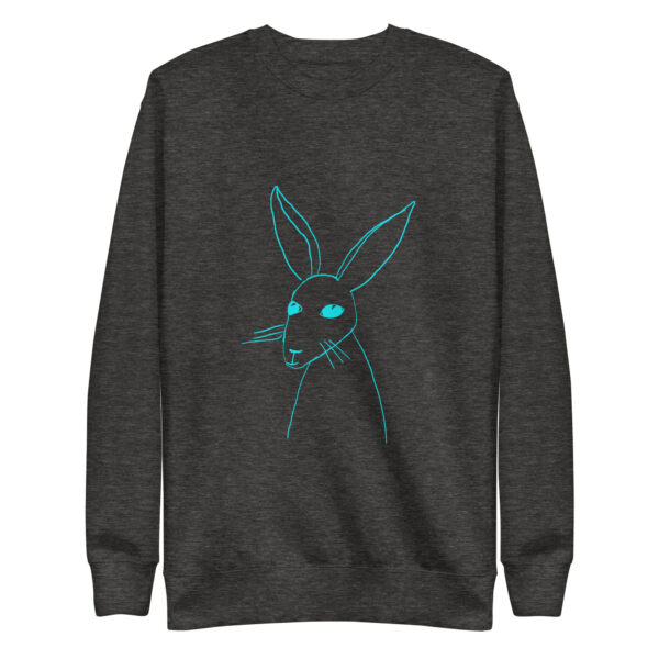 Minimalist Line Art Rabbit Pullover Unisex Sweatshirt Turquoise Design - Image 5