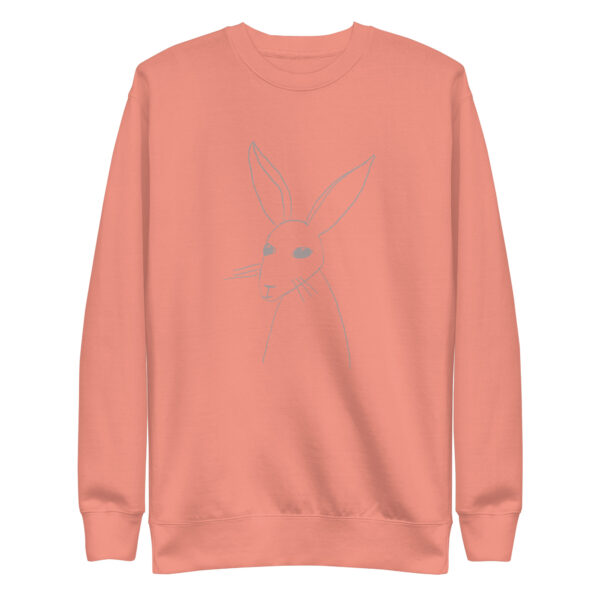 Minimalist Line Art Rabbit Pullover Unisex Sweatshirt Grey Print - Image 10