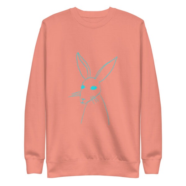 Minimalist Line Art Rabbit Pullover Unisex Sweatshirt Turquoise Design - Image 10