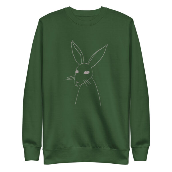 Minimalist Line Art Rabbit Pullover Unisex Sweatshirt Grey Print - Image 8