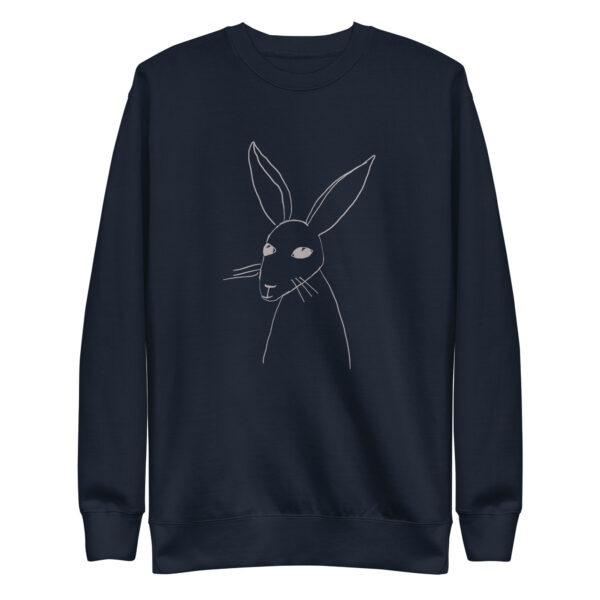 Minimalist Line Art Rabbit Pullover Unisex Sweatshirt Grey Print - Image 4