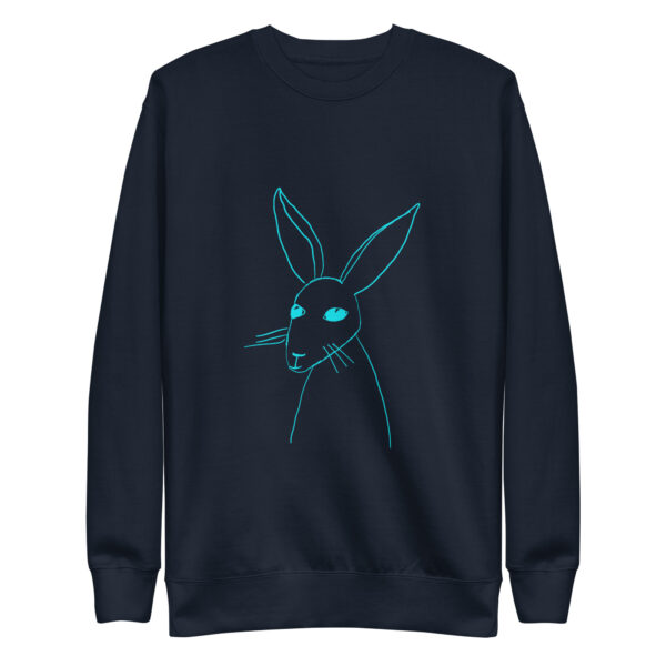 Minimalist Line Art Rabbit Pullover Unisex Sweatshirt Turquoise Design - Image 4