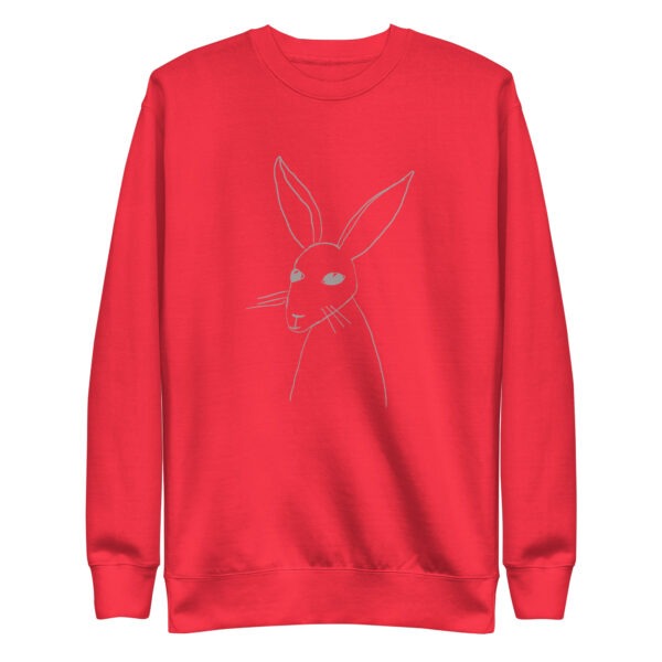 Minimalist Line Art Rabbit Pullover Unisex Sweatshirt Grey Print - Image 9