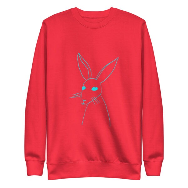 Minimalist Line Art Rabbit Pullover Unisex Sweatshirt Turquoise Design - Image 9