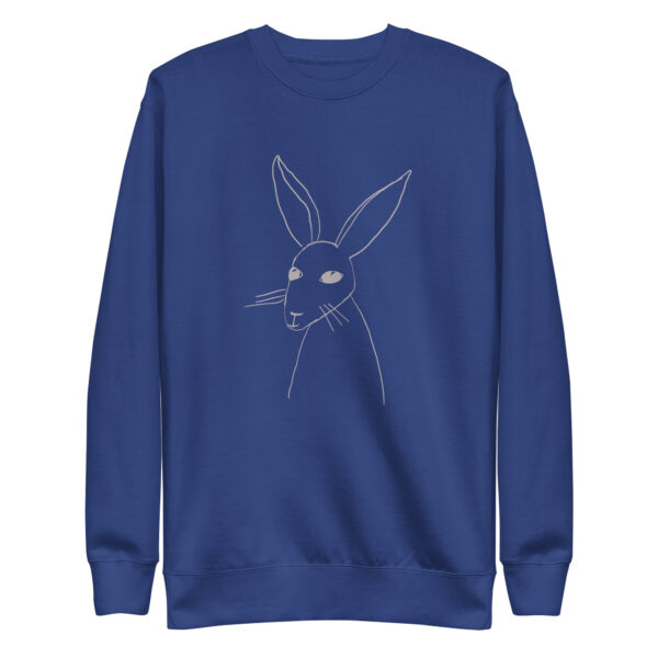 Minimalist Line Art Rabbit Pullover Unisex Sweatshirt Grey Print - Image 6