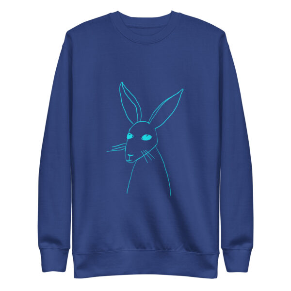 Minimalist Line Art Rabbit Pullover Unisex Sweatshirt Turquoise Design - Image 6