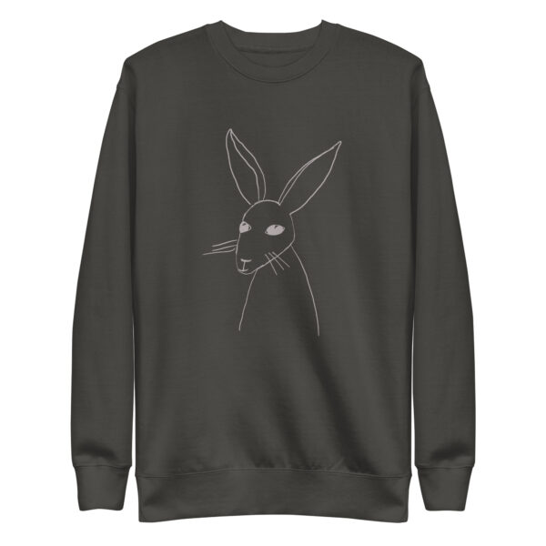 Minimalist Line Art Rabbit Pullover Unisex Sweatshirt Grey Print - Image 7