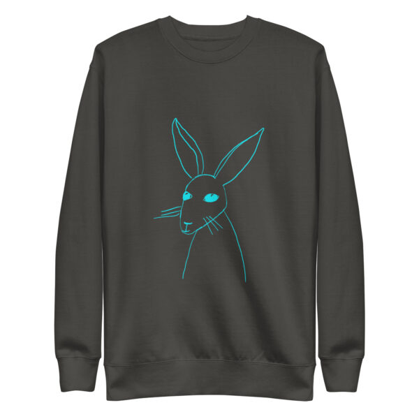 Minimalist Line Art Rabbit Pullover Unisex Sweatshirt Turquoise Design - Image 7